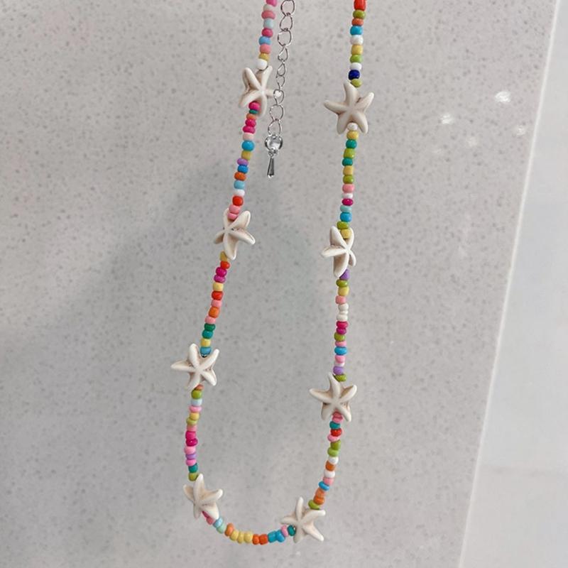 Starfish Charm Choker Chain Beaded Necklace for Women Stylish Neck Jewelry Gift