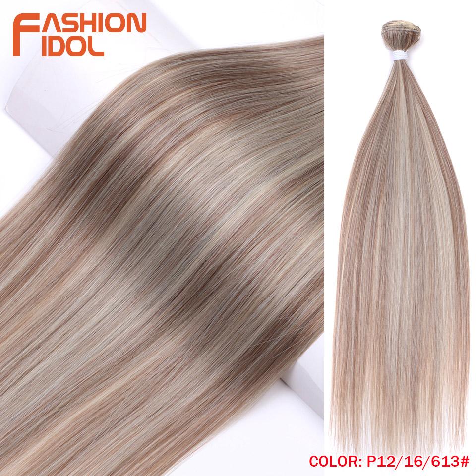 

FASHION IDOL 26 inch Yaki Straight Hair Extensions Salon Synthetic Hair Bundles High Temperature Fiber Ombre Blonde Fake Hair (as the picture,26inches-65cm)