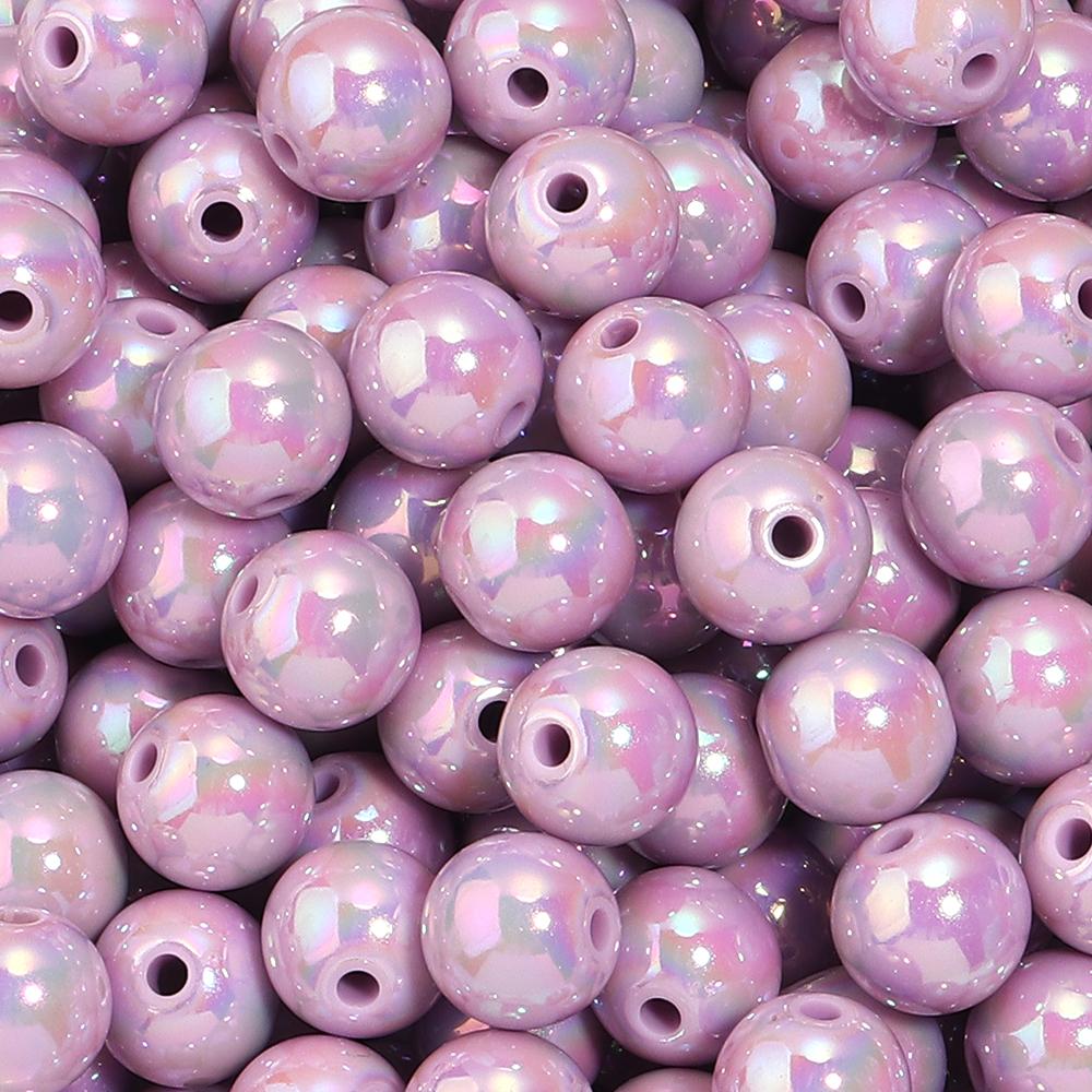 20-200pcs/lot 6-16mm Plated UV Colored Acrylic Ball Beads Loose Spacer Round Bead For DIY Phone Chain Bracelet Jewelry Accessory