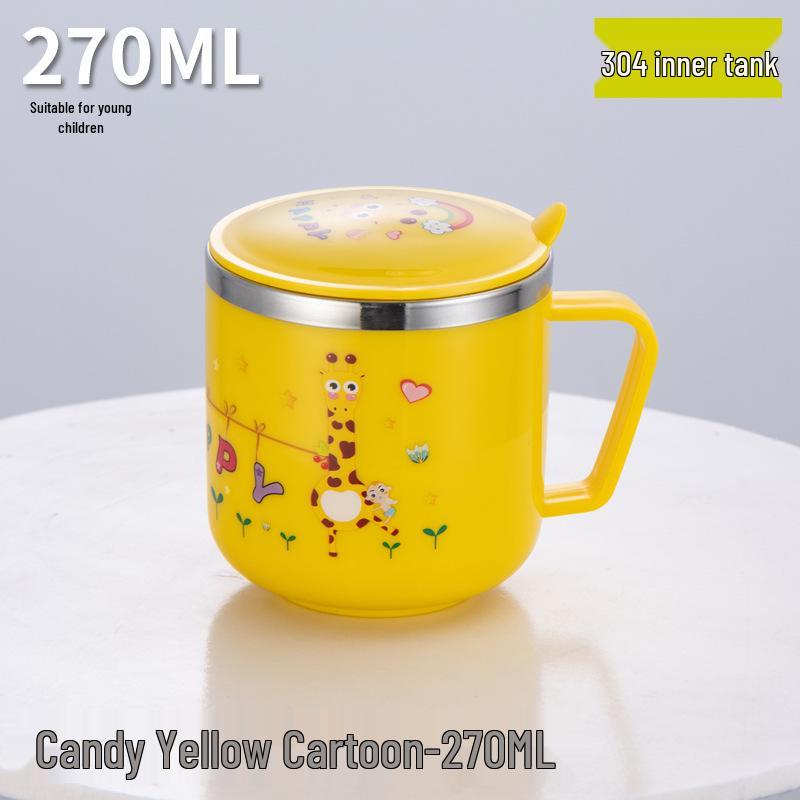 

Мультяшная детская чашка из нержавеющей стали 304 с крышкой - Небьющаяся, чашка для молока для детей с возможностью пить прямо из нее 270ml (304 Stainless Steel)