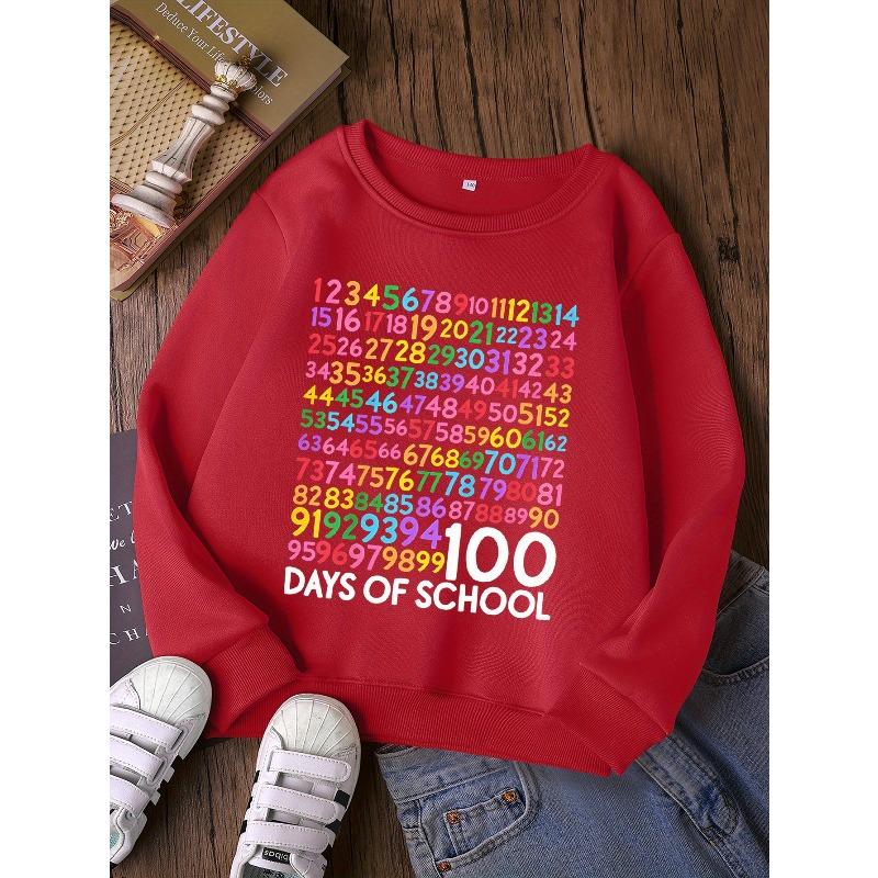 European Sizes Kids' Fashion Round Neck Sweatshirt, Casual Printed Top