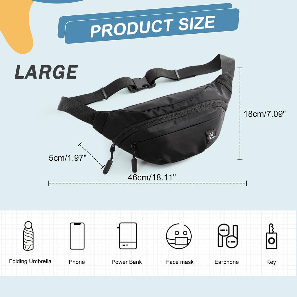 Men's Chest Bag Large Capacity Fanny Pack Adjustable Strap Leisure Casual Fashion Shoulder Bag Sports Versatile Crossbody Bags