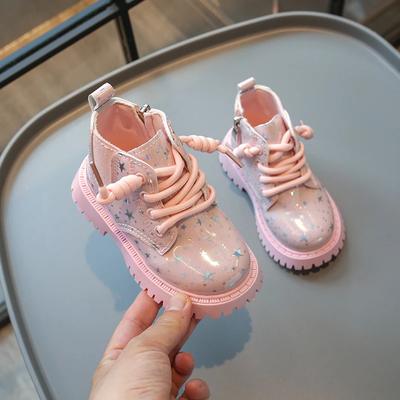 Kid's Boot Causal Glossy Leather Black Boots for Girl New Fashion Children's Causal School Platform Ankle Boots Non-slip Zipper