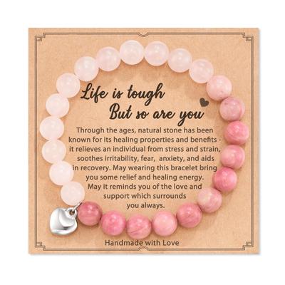 Female Pink Zebra Bead Bracelet. Gift To Daughter and Mother Nana Natural Crystal Stone Healing Spirit Bracelet