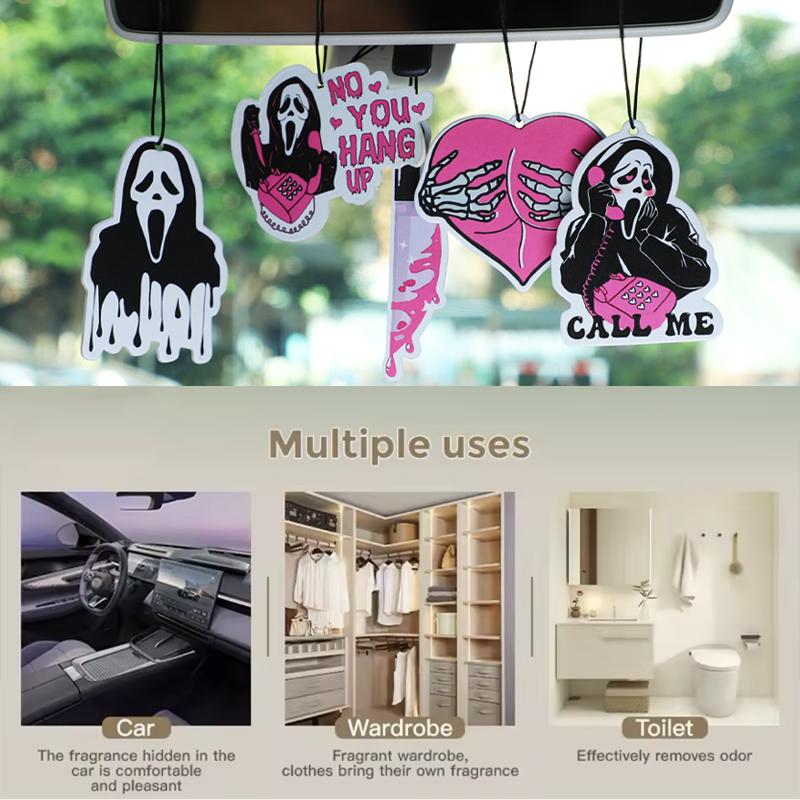 Car Air Fresheners - Pink Ghost Cute Car InteriorAccessories Hanging Scents Anime Freshener Automotive Room Decor