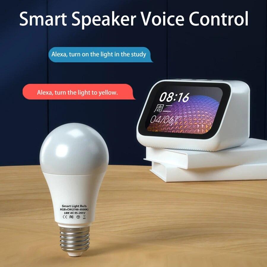 Tuya WiFi E27 Smart Bulb 220V RGB Alexa LED Lamp APP&Voice Control Compatible with Google Assistant for Smart Life Decoration