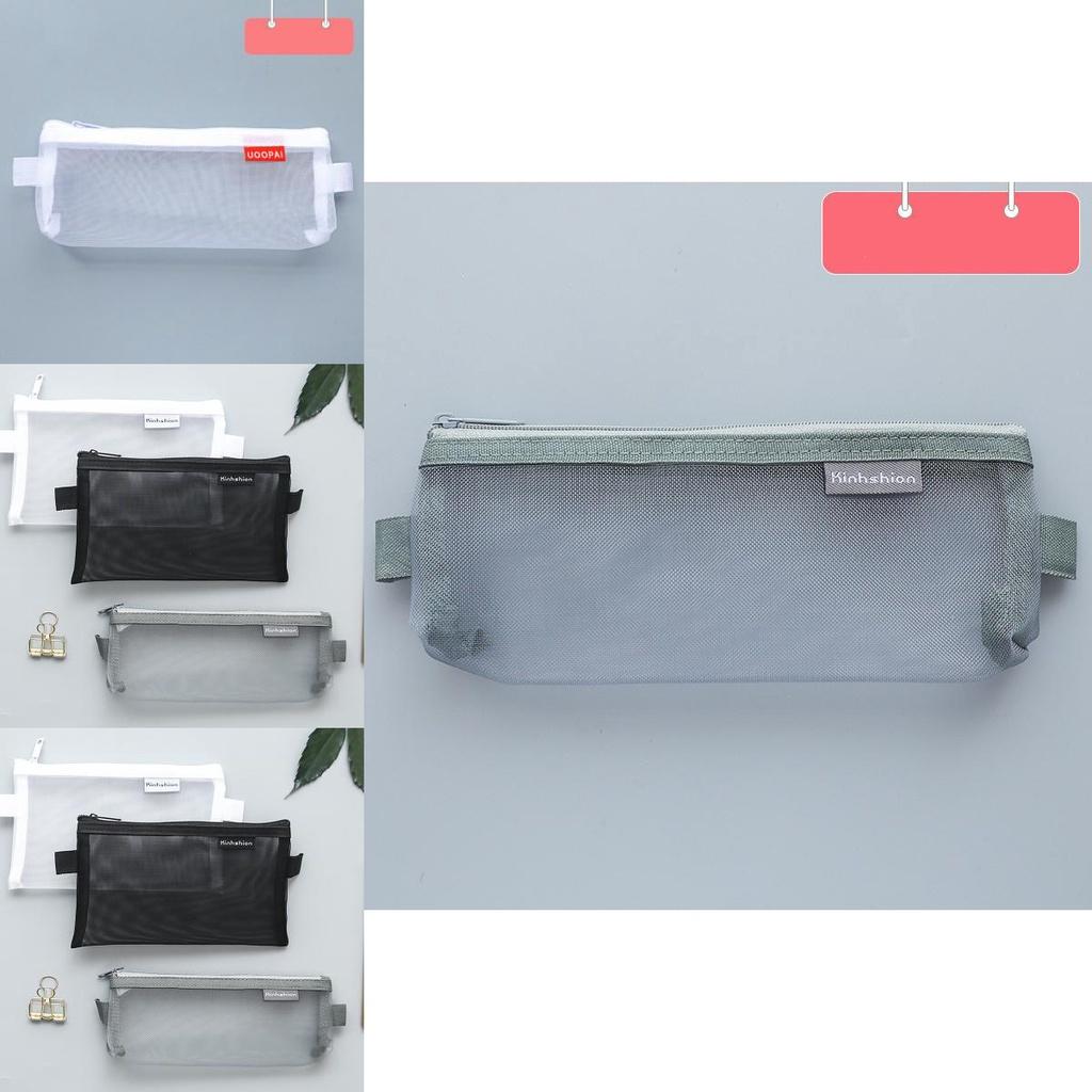 Transparent Mesh Pencil Bag For Students With Large Capacity Storage**