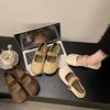 Retro vielseitige Mary Jane kleine Lederschuhe Damen 2025 Frühling und Sommer neu weicher flacher Boden flacher Mund einzelne Schuhe Doudou Schuhe Abend