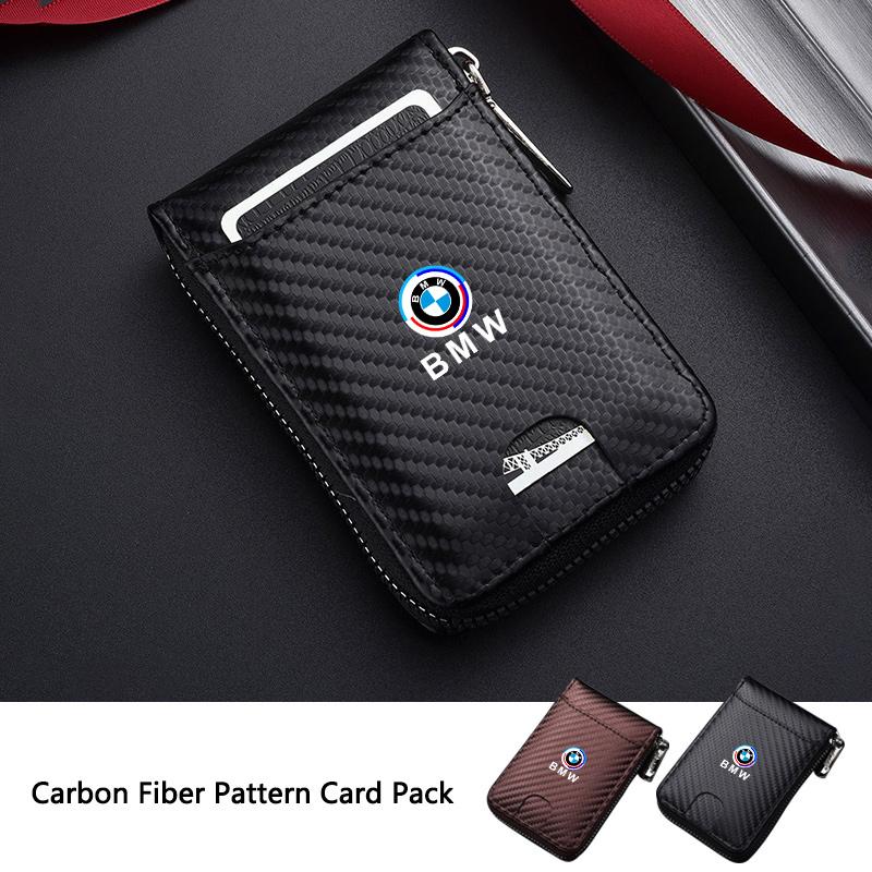 QNLT6 Car stickers Carbon Fibre Credit Card Holder Men Wallet Storage Purse Tools For BMW 50th X1 X3 E30 E90 M3 F30 F20 F10 E46 E60