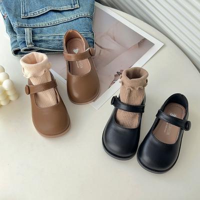 Anti-slip Leather Shoes with Soft Soles, New Style, Shoe with Round Toe, Girls' Single Shoes