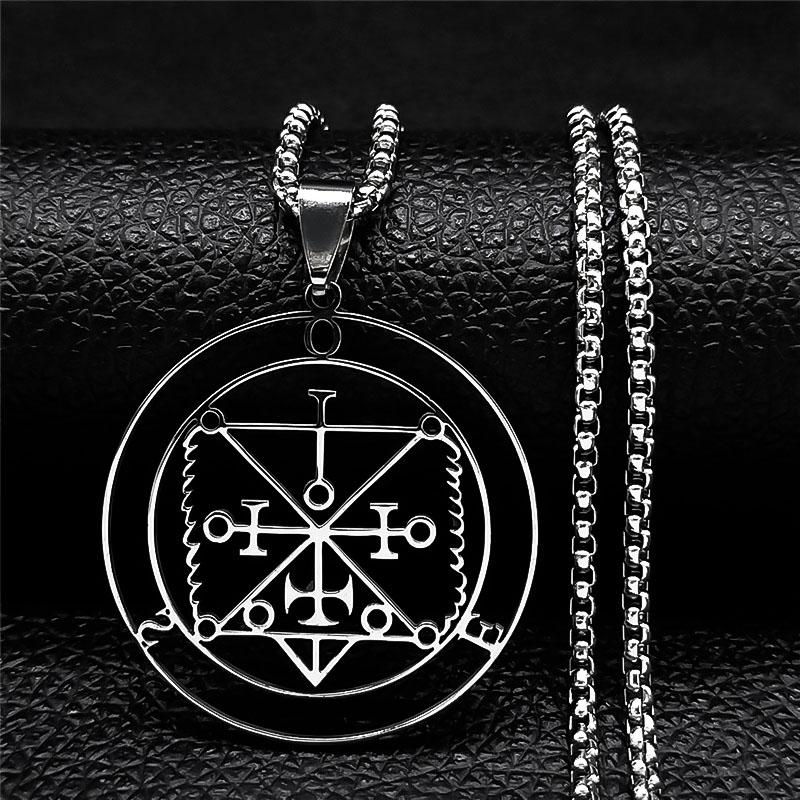 Astaroth Sigil Goetia Stainless Steel Necklace Solomon Demon Seal Satan Sigil satanique patch PIN Jewelry collier femme N7156S03