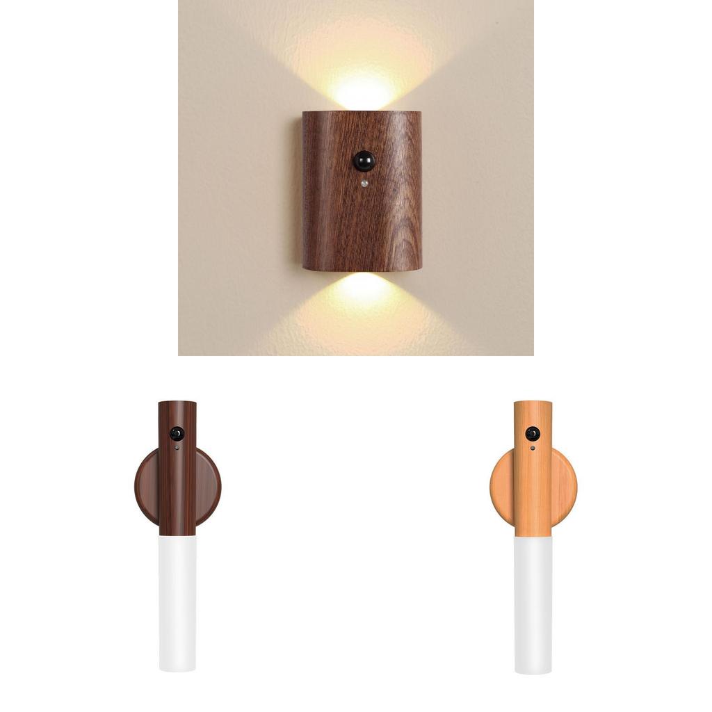 Modern Minimalist Wooden Wall Lamp With Touch Button Control For Bedroom And Living Room Decor