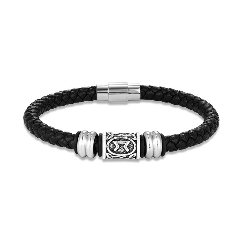 Personalized Norse Viking Runes Amulet Bracelet Leather Wristband With Futhark Rune Bead In Your Choice Viking Jewelry