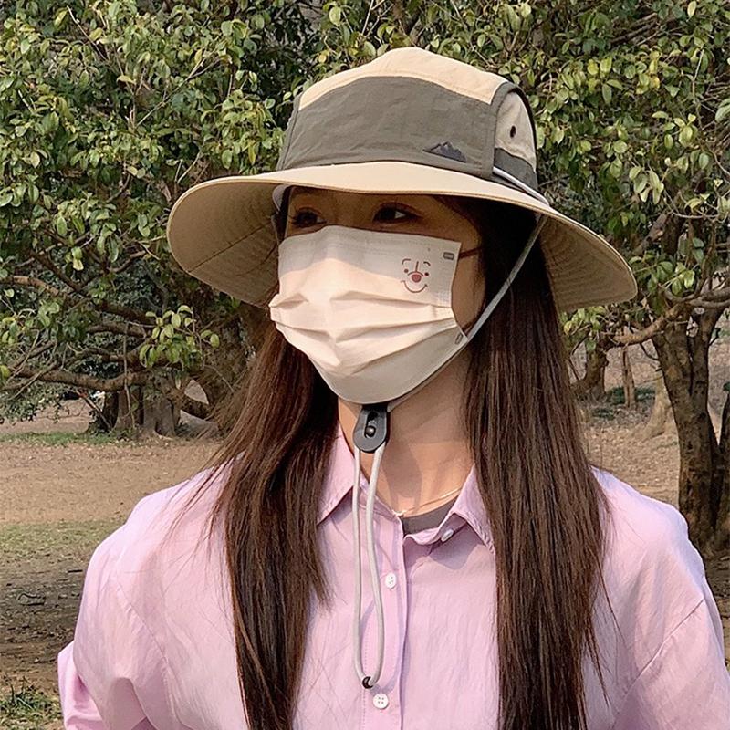 Mountain Quick Drying Color Block Bucket Hats New Unisex Sunshade Outdoor Breathable Drawstring Versatile Fashion Alpine Caps