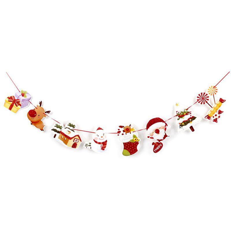 Pulling Flag Christmas Ornament Cartoon Santa Claus Party Hanging Banner Decor