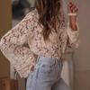 In Stock 2025 Elegant High-Grade Patchwork Hollow Embroidery Lace Shirt for Women