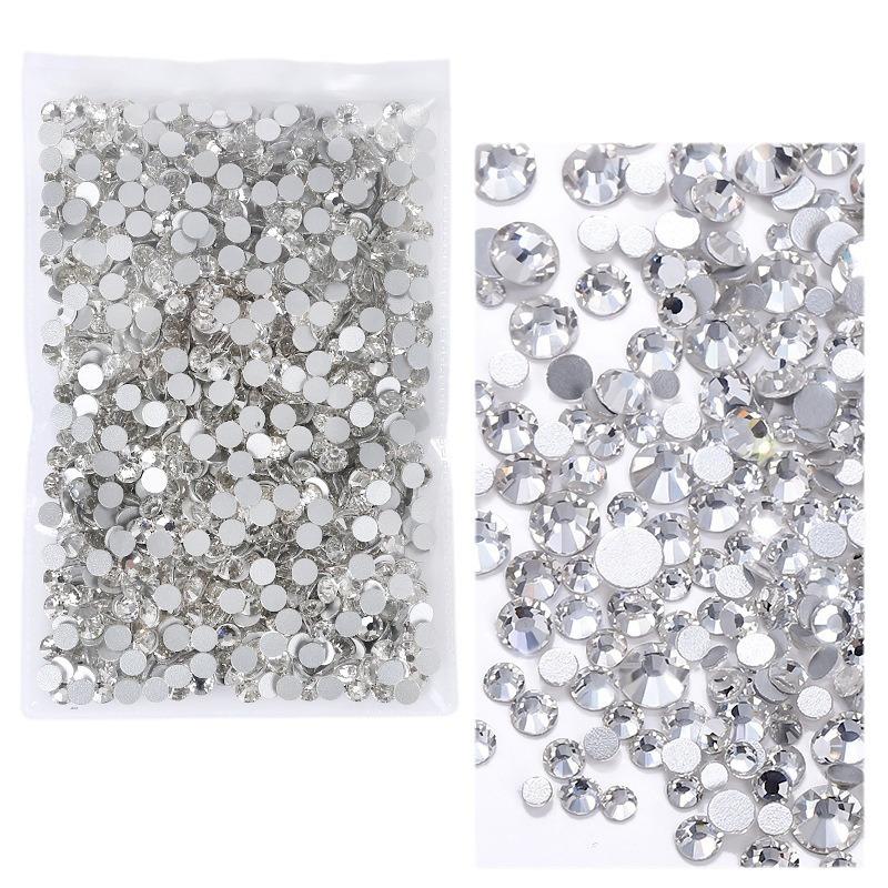 Support Fan Sticker Drill Rhinestone Flat Bottom Drill Nail Drill Sticker Face Bright Drill Diy Glass Round Diamond Color Diamond Small Diamond