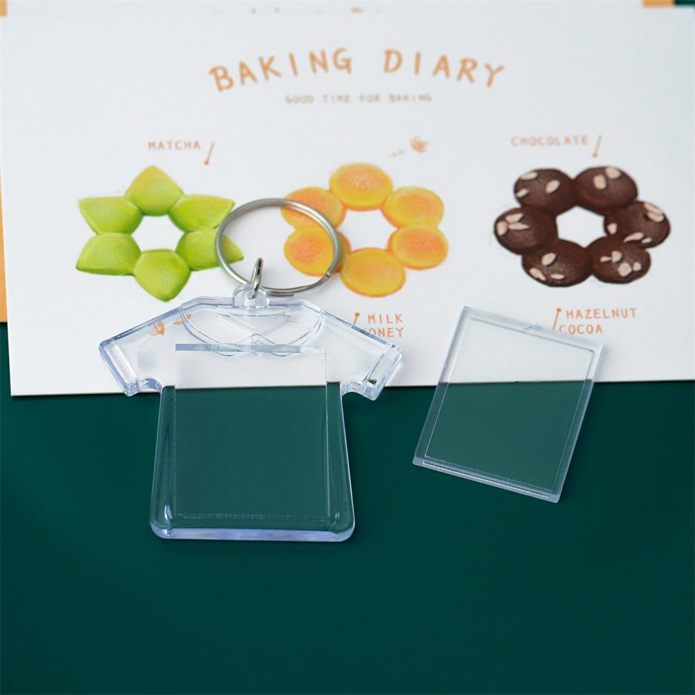 2-5Pcs/Pack Transparent Rectangle Blank Acrylic Insert Keychain Photo Picture Frame Keyring Holder DIY Split Ring KeyChain Gift
