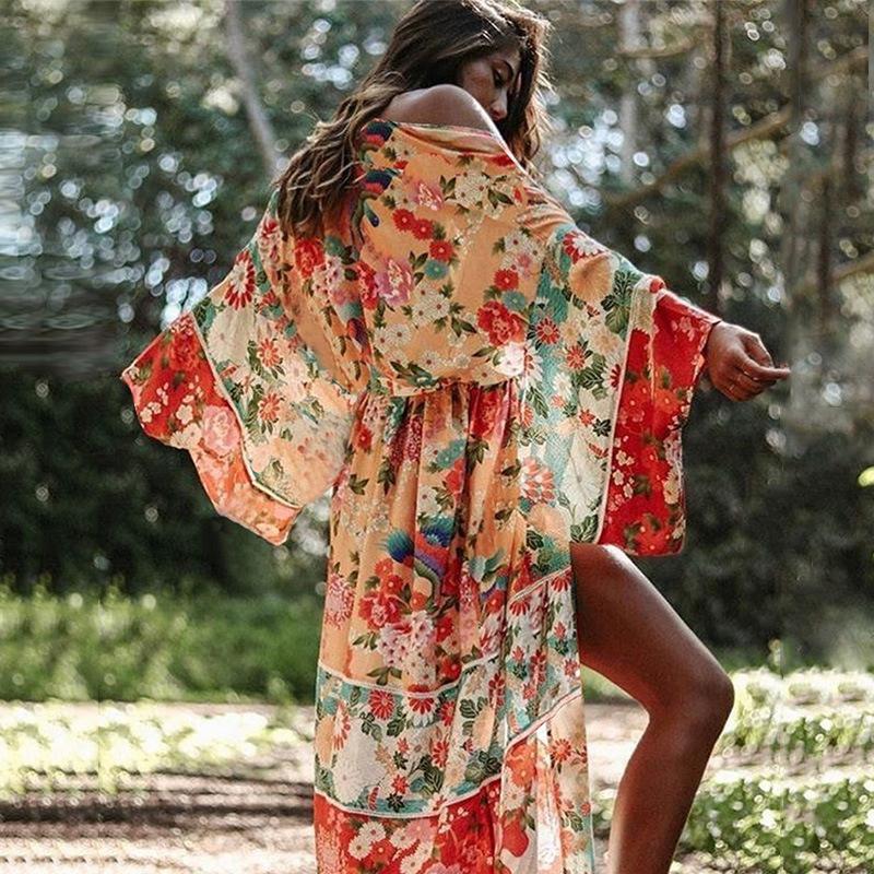 

Chiffon loose sunscreen, beach jacket, cardigan, bikini swimsuit blouse One size fits all