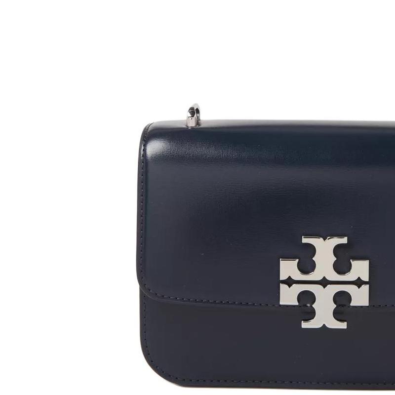 Tory Burch Eleanor Logo Leather Shoulder Bag Small Women Shoulder Bag Navy-Blue 164828-400