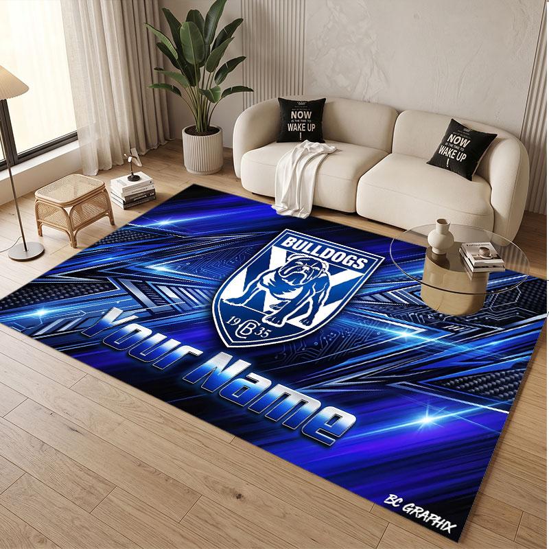 Custom Rug Canterbury-Bankstown Bulldogs Pattern Print Name Text Soft Non‑Slip Floor Carpet for Home Indoor Decoration