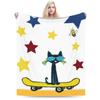 Мультяшное одеяло Sun Pete The Cat Фланелевое покрывало для самолета Путешествия Персонализированное Мягкое Теплое Постельное белье