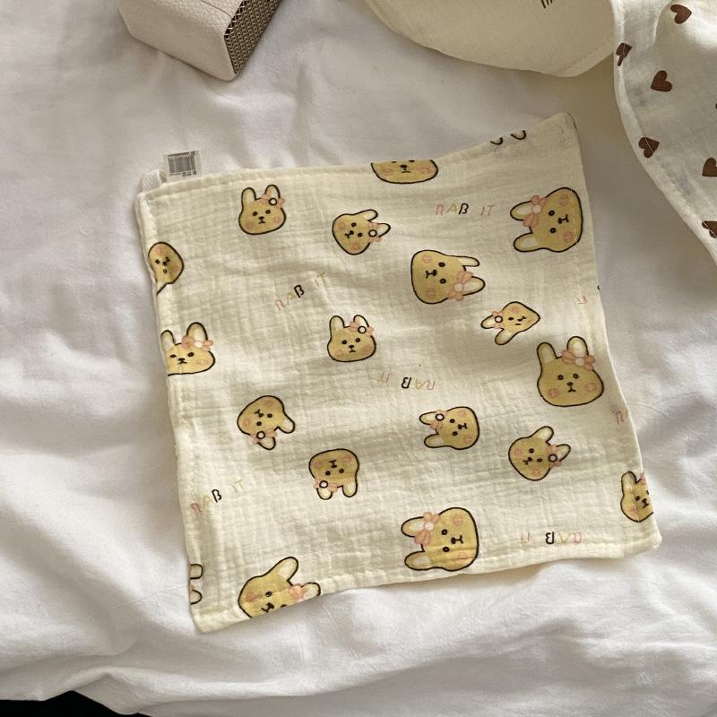 25x25cm Simple, Cute and Fresh Cotton Yarn Absorbent Face Towel Small Square Towels Soft Household Cleaning Tool Accessories