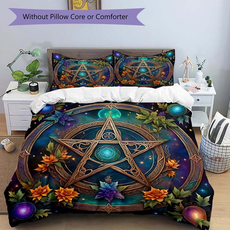 

3pcs Mystic Pentagram Enchanted Pattern Bedding Set, Soft and Comfortable, Suitable for Bedroom and Guest Room Use.J068 135x200cm