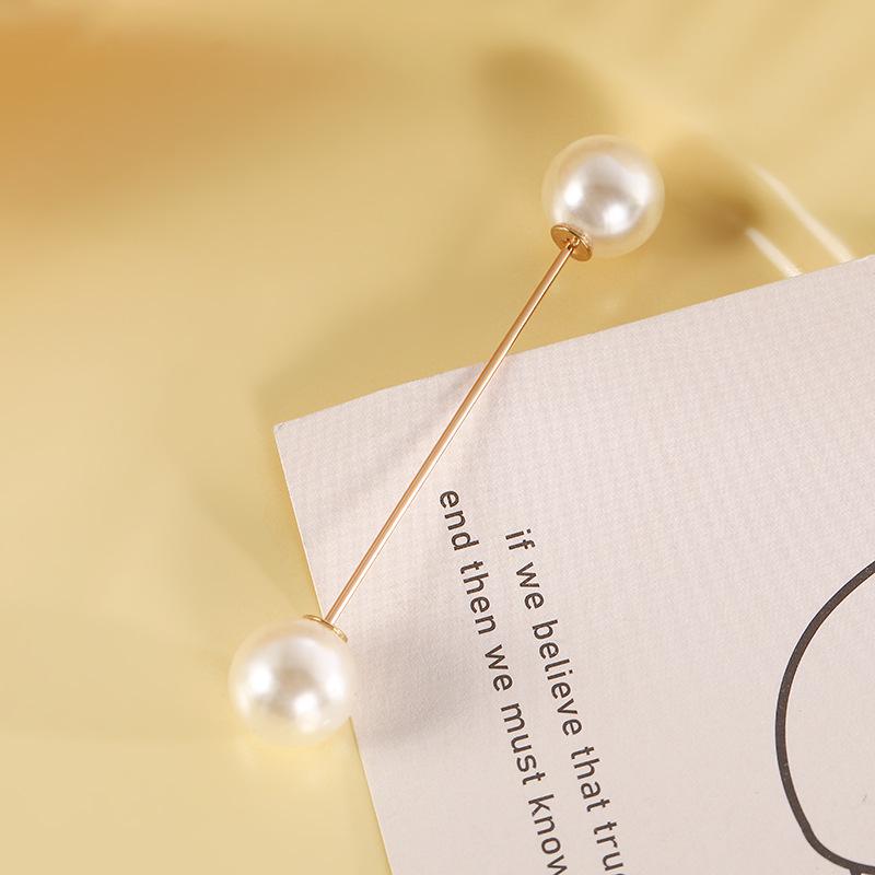 Taillenraffende Brosche mit Imitationsperlen und Strasssteinen, Anti-Expositionssicherheitsnadel, Ein-Wort, Gebogen, Gerader Einsteckstift.