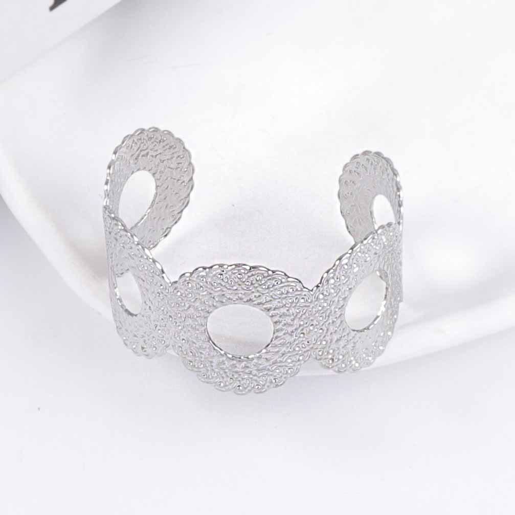 European and American personality trend hollow irregular geometric pattern metal opening bracelet light luxury versatile casual
