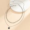 Simple Double-Layered Pearl Necklace Man Black  Pendant For Men'S Chain Jewelry Accessories