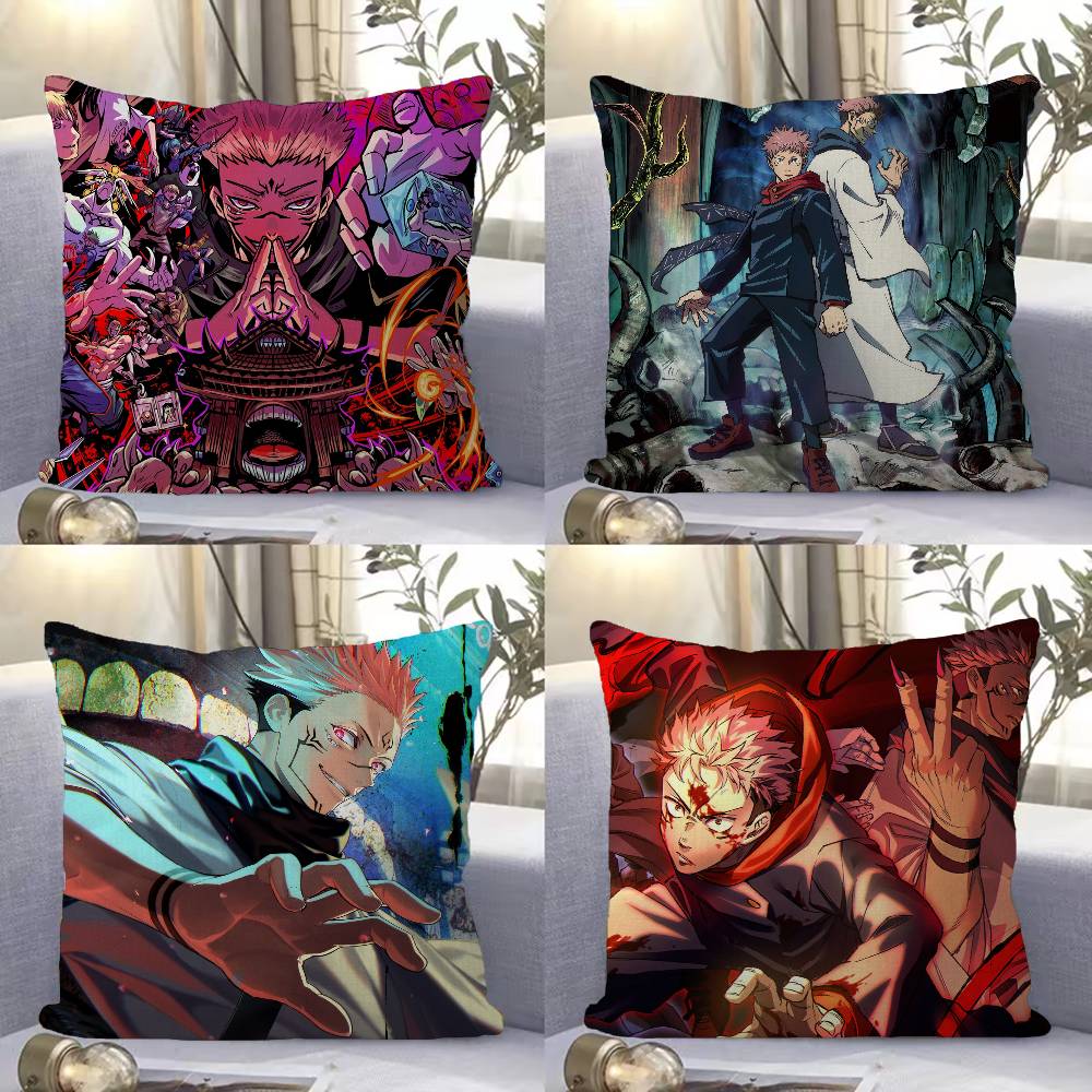 Japanese Manga J-Jujutsu K-Kaisen Pillow Covers Cartoon Sofa Decorative Home Double-Sided Printing Plush Cute Cushion Cover