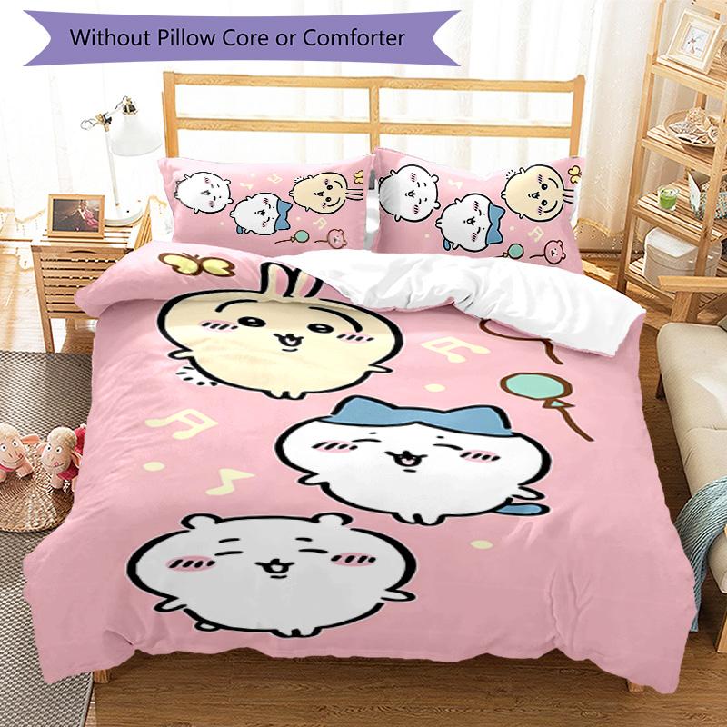 3pcs Chiikawa1 Pattern Bedding Set Duvet Cover Set Includes Duvet Cover &pillowcases, Perfect All Season Bedroom Decoration & Gift