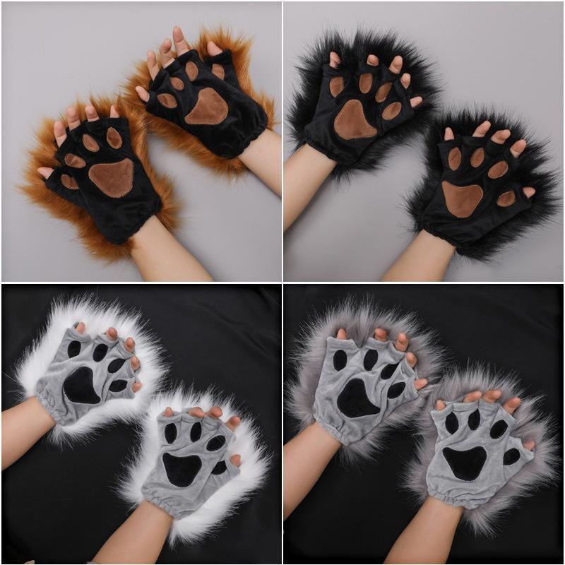 Source Handmade Plush Olita Animal Ears Animal Claws Accessories Soft Cute Girl Cat Lady Cat Claws Half Finger Gloves