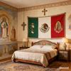 1pc Mexican Flag with St Jude  Our Lady of Guadalupe Tapestry Polyester 2D Flat Wall Hanging for Bedroom Living Room Religious