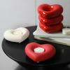 Hjerte Lysestage Hjerteformet Keramisk Lysestageholder Lille Lysholder til Bryllupsfest Jubilæum Valentinsdag