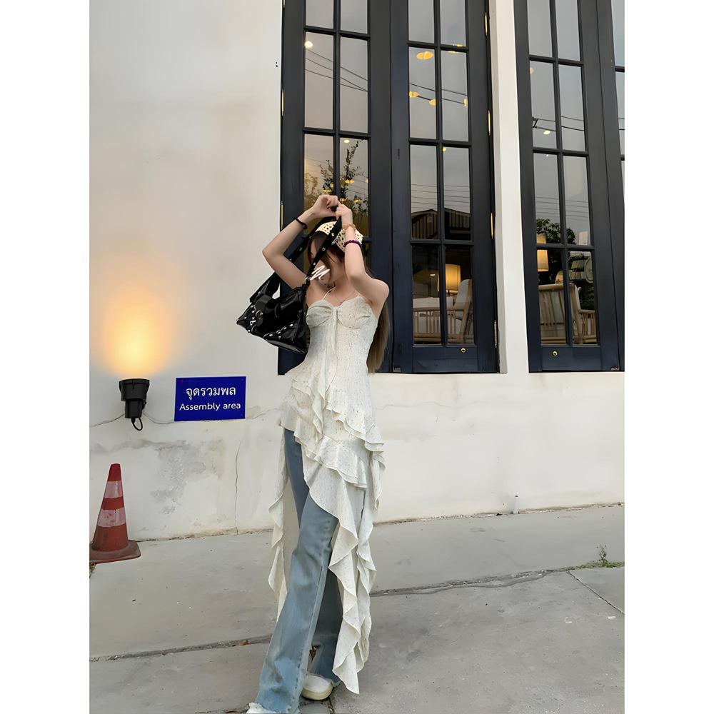 Seaside Temperament Backless Vacation Beach Dress Suspender Floral Dress Xia Chao Fairy Long Dress