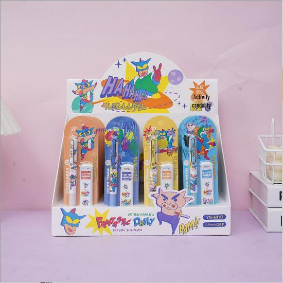 Sanrio Press-Type Mechanical Pencil Set - Random Green & Pink Cute Cartoon Design.