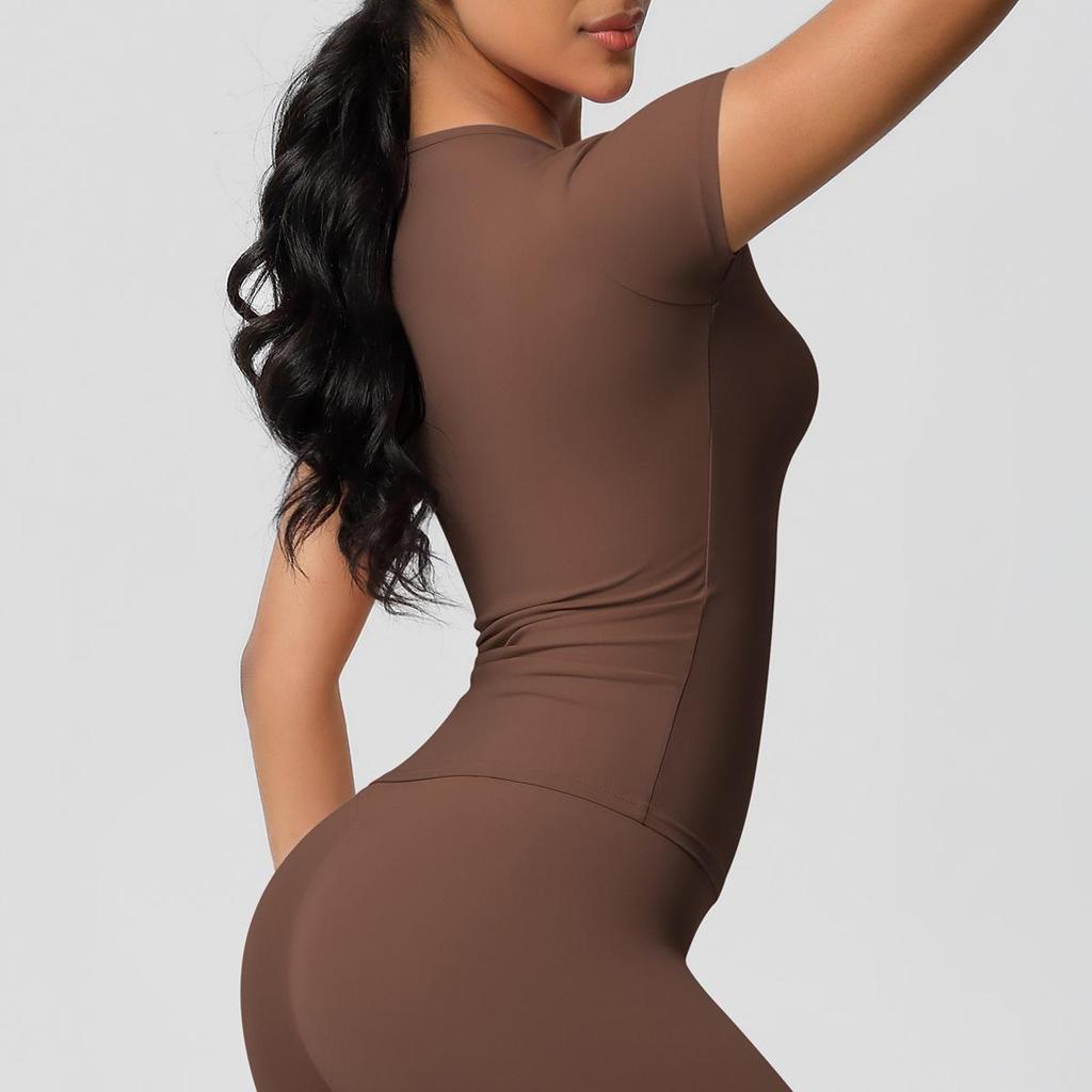 Damen Sport-T-Shirt mit doppelseitig gebürsteter Innenseite zum Laufen und für Yoga