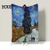 Pre-treated Blanket Oil Painting Nap Blanket, Soft Warmth Double-Sided Flannel, Digital Cozy Warm Flannel Print Shrink-Resistant Machine