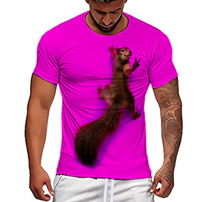 New T-shirt Men's Squirrel Pattern 3D Printed Summer Short Sleeve Daily Loose Novel Versatile Casual Fashion Humorous Funny