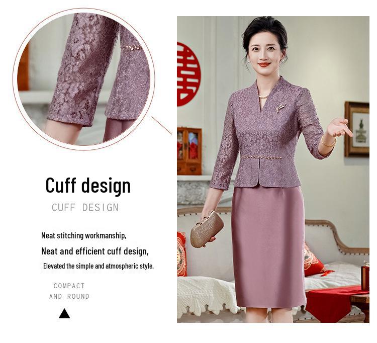 Elegant Purple Two-Piece Mother-in-Law Wedding Outfit 2025 - Fashionable, Slimming Dress Set with Flattering Design