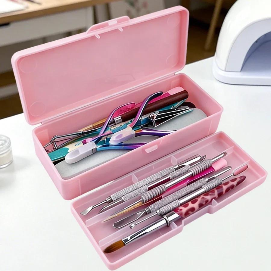 Double Layer Nail Tool Storage Box Organizer Case, Portable Manicure Pedicure Tools Container for Nail Files Cuticle Pusher
