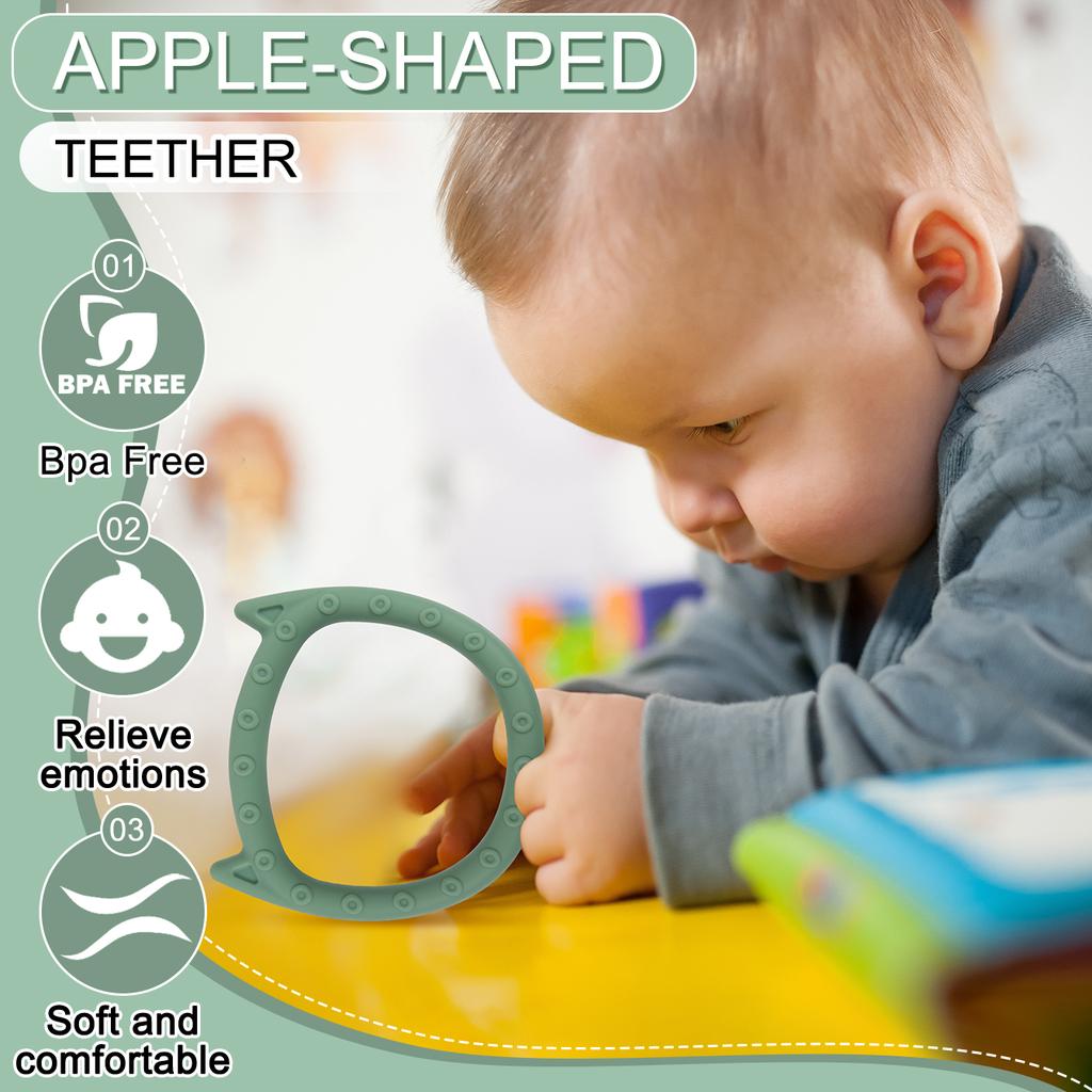 Color Kids 1Pcs Silicone Baby Teethers Ring Cute Shaped Baby Teether Toy BPA Free Molar Chewing Toy Soothing Baby Accessories
