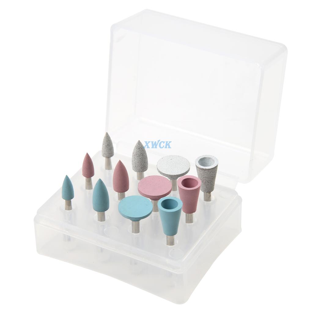 12Pcs/Set Mix Dental Silicone Rubber Grinding Heads Teeth Polisher Low-speed Machine Composite Flnish and Polish For Dentist