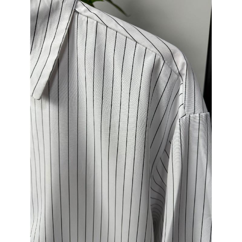 2026 Spring and Autumn New Men's Long-Sleeve Striped Shirt, Loose Short Base Shirt