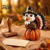 Cute Turkey Statue for Autumn Resin Pumpkin Ornament Thanksgiving, Harvest Festive Tabletop Holiday Gift Friends And Family Figurine with Retro