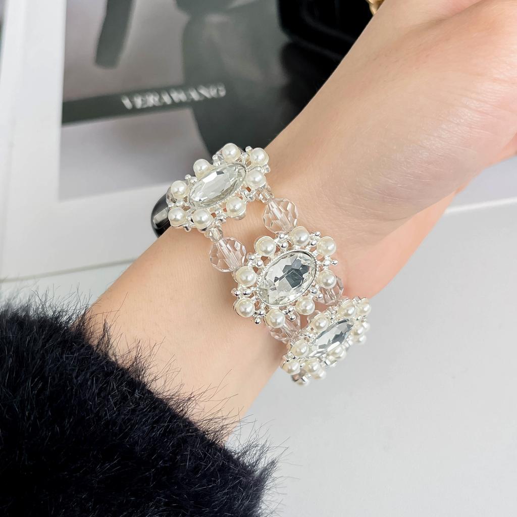 Charms Perlati Glitterati con Diamanti Braccialetto da Polso Cinturino per Apple Watch 10 Cinturino per iWatch Smartwatch 38 42 44 45 mm Cinturini
