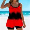 Damen Tankini Badeanzug 2-teilig Gezackter Batikdruck Urlaubs Badeanzüge