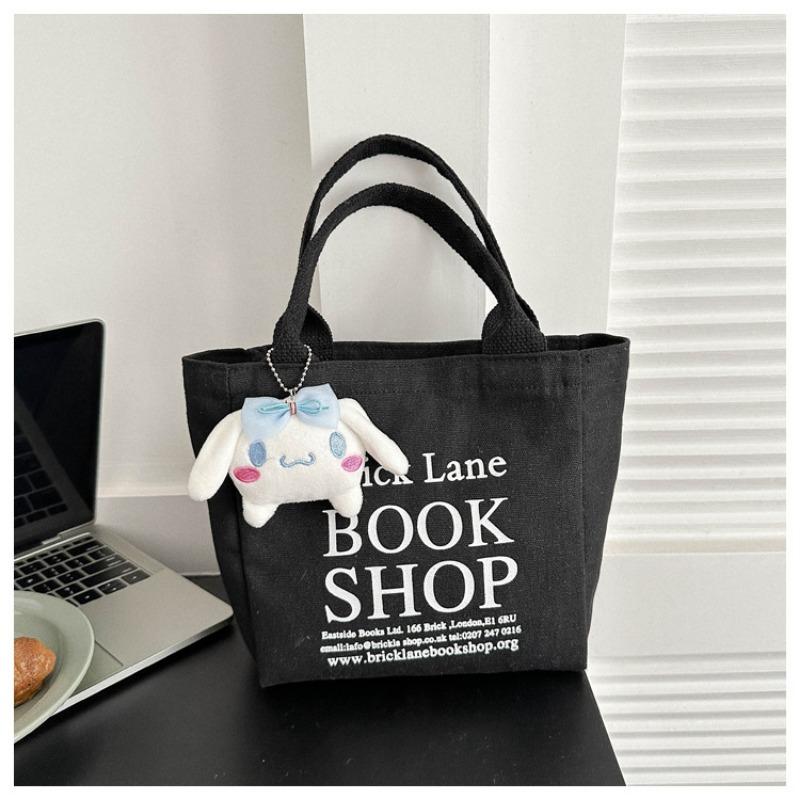 Basit Mini Tote Kova Çanta Büyük Kapasiteli Dış Saplı Kanvas Çanta